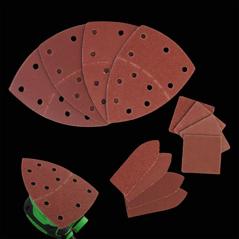 Dobetter 120 PCS Mouse Sander Sandpaper 60/120/180/240 Grit with Holes Hook and Loop Detail Sander Finger Sander Pads for Woodwoking Drywall - Image 1